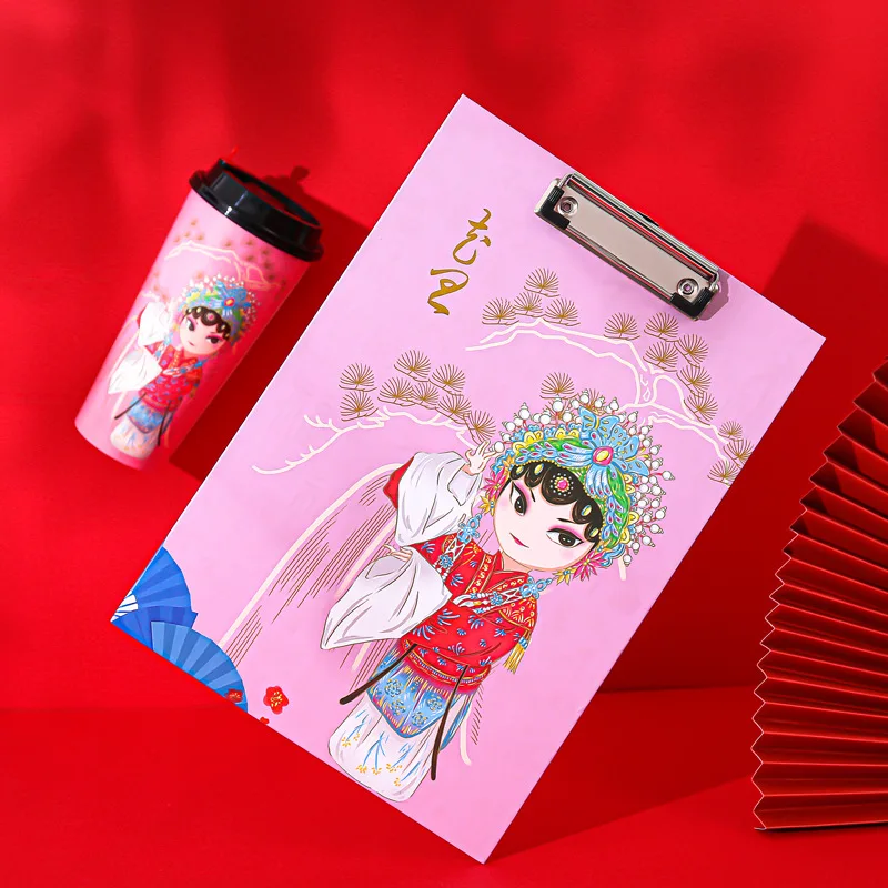 

Kawaii Kpop Paper Peking Opera Clipboard A4 Folder Board Clip For Creative Students Organizer Drawing Book Office Stationery