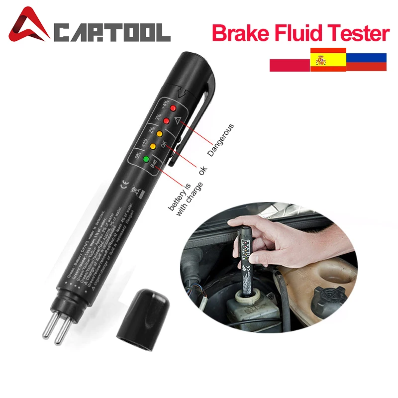 Диагностический инструмент тестер тормозной жидкости ручка 5 светодиодный мини