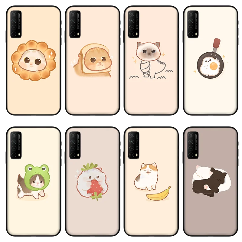 

Чехол для телефона с мультяшным котом для Huawei NOVA 8 8se 7 7i 7se 6 pro 5 5i 5t 4 3 2 pro, черный силиконовый роскошный чехол
