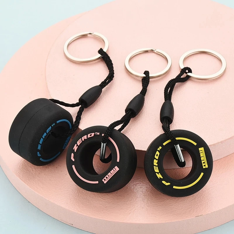 

(Free Shipping) Luxury Simulation Mini Car Tire Keychain Car Accessories Pendant Gift Friend Gift Bag Car Key Chain Ring