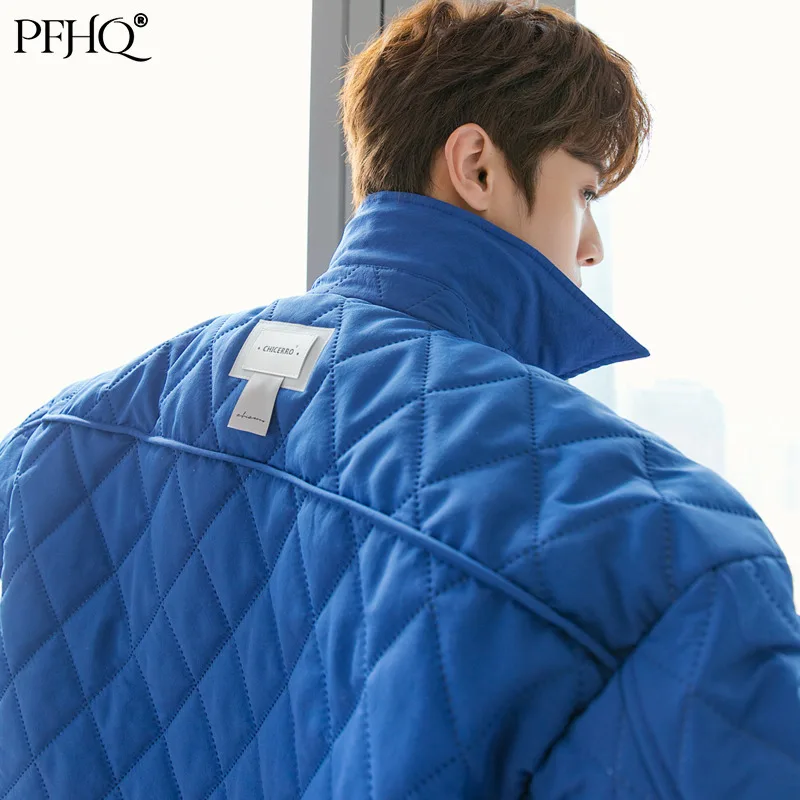 

PFHQ 2021 Men's Fashion Loose Solid Color Single Breasted Letter Embroidery Fake Two-piece Hooded Sweater Autumn Winter 21E5944