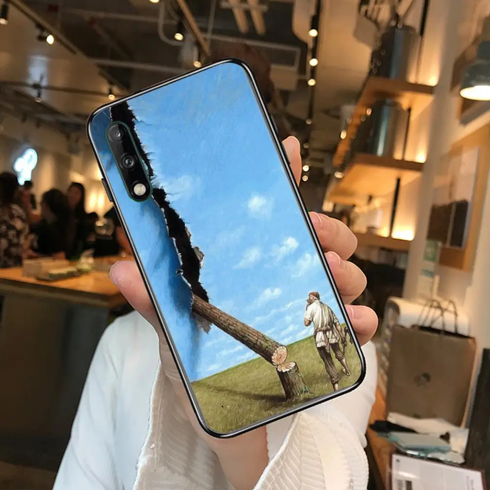 

Art illusion Clear Phone Case For Huawei Y 5 6 7 8 9 A P S Pro 2020 2019 Black Etui Coque Hoesjes Comic Fashion