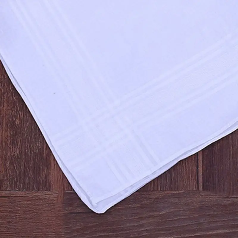 

12Pcs 40x40cm Men Women Cotton Handkerchiefs Pure Hankies Jacquard Striped Pocket Square Towel DIY Painting