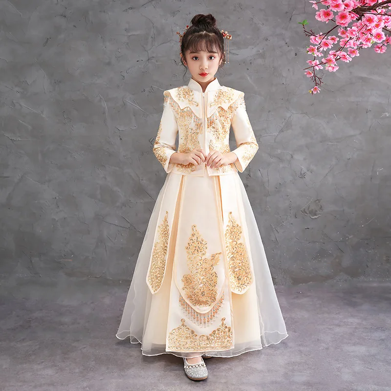 Осенне-зимнее платье Hanfu для девочек, утолщенное теплое платье для дня рождения, свадьбы, вечеринки, вечернее платье, китайский стиль, ролевые игры, подарок для взрослых
