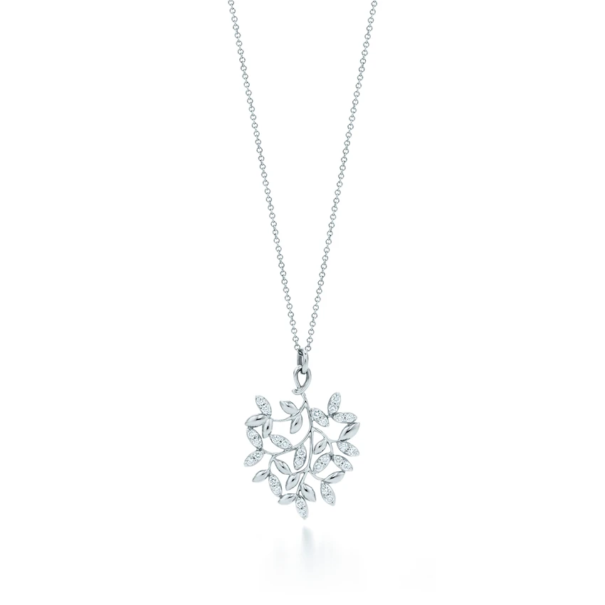 

Stylish rock-encrusted leaf pendant necklace