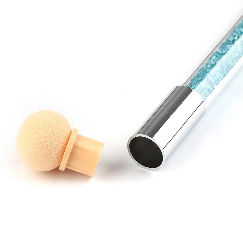 1 шт. двойная головка спонж щетка для ногтей зеркальная ручка с блестками
