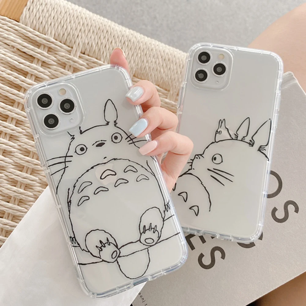 

PUNQZY Cartoon My Neighbor Totoro Phone Case For iphone 12 11PRO MAX 6S 7 8 Plus XS XR XS MAX SE 2020 Soft TPU Transparent Cover