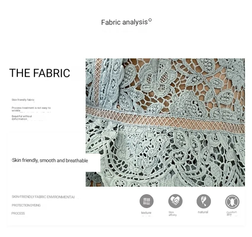 

Europe and the United States fashion fly sleeve lace hollow out irregular dress three-dimensional flowers careful machine A word