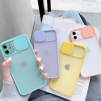 transparent slide lens protection phone case for iphone 12 pro max mini x xr xs max 7 8 plus se 2020 candy color hard pc cover