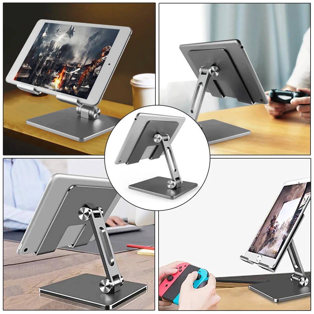 

Silver Gray Tablet Holder Aluminum Alloy Foldable Holder Suitable For Xiaomi Huawei Samsung Adjustable iPad Holder