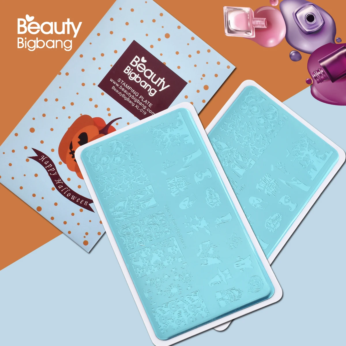 BeautyBigBang прямоугольные штампованные пластины для ногтей тема Хэллоуина штамп