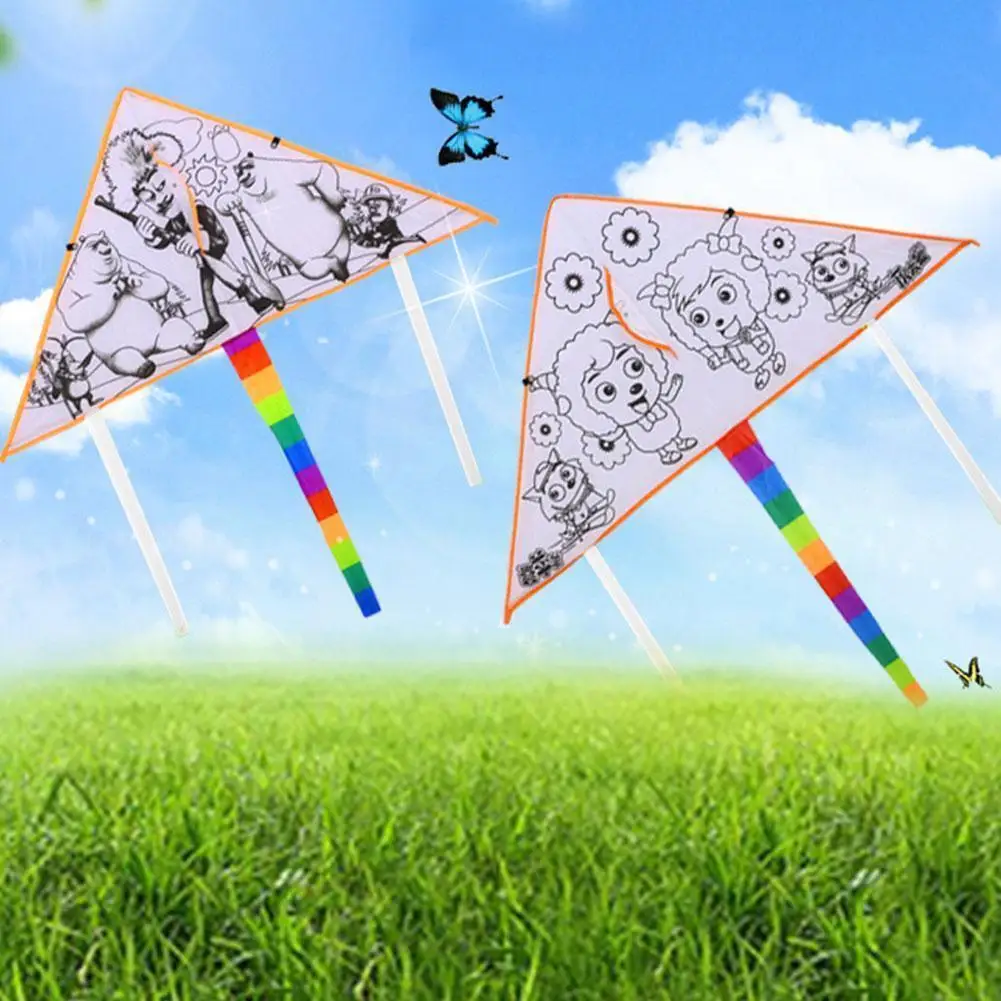 

2021 Diy Children's Graffiti Blank Kite Coloring Kite Outdoor Kites Flying Toys Kite For Children Kids U5w3
