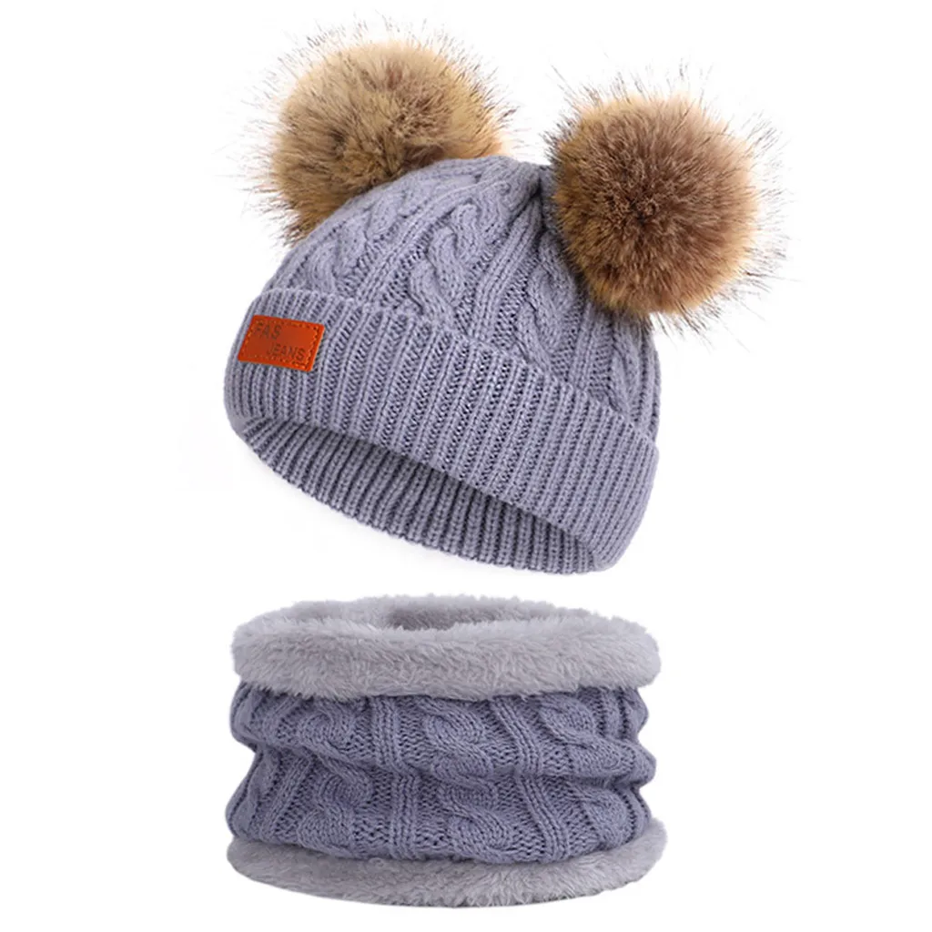 2/Ps New Fashion Baby Beanies kids Pompom Hat Set Girl Winter Boy Cap Warm Knitted 1-5 Years | Детская одежда и обувь