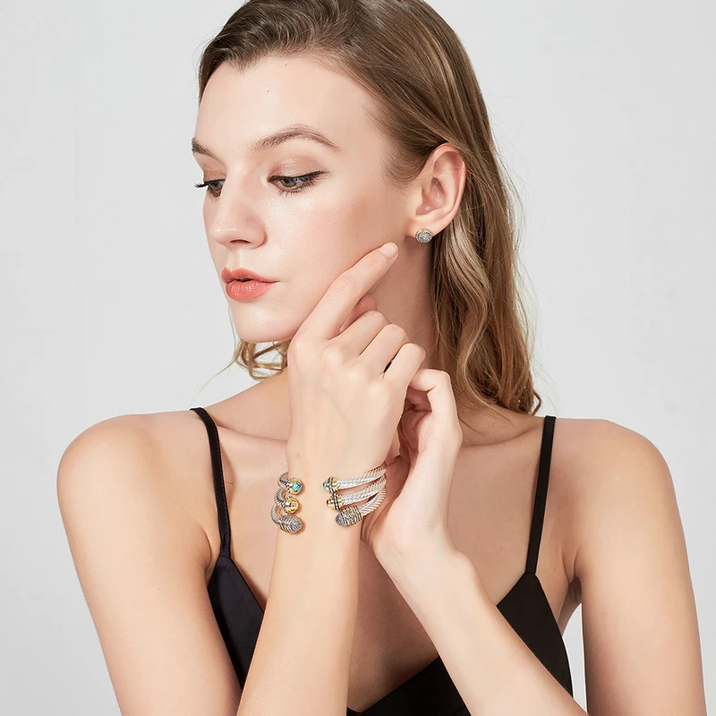 Mytys ручной витой открытый манжеты браслеты из нержавеющей стали ювелирные