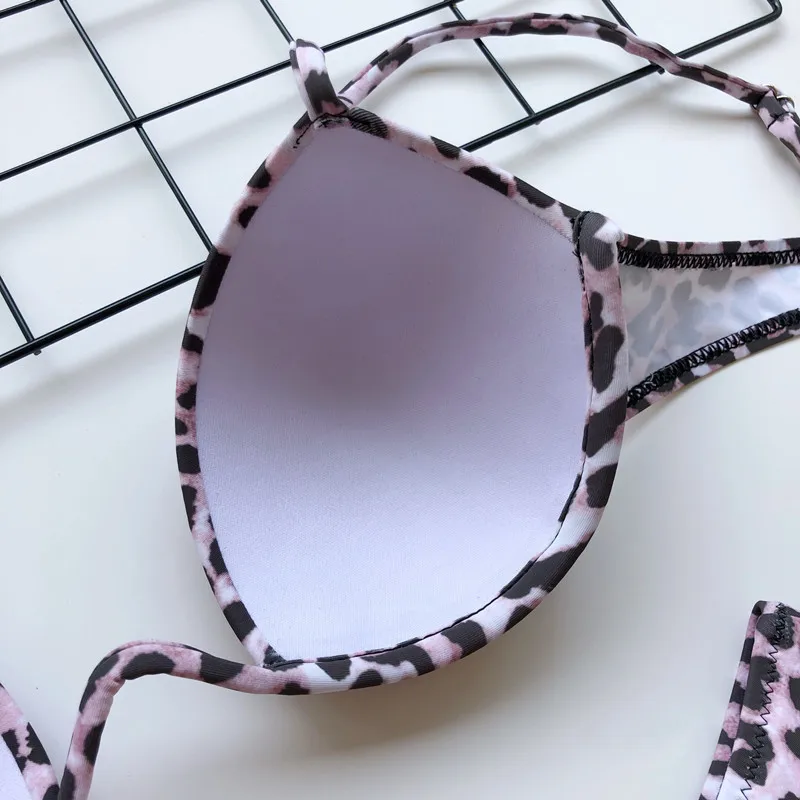 Women Leopard Print Underwire Bikini Set New Arrival 2020 Summer 2 Two Piece Swimsuit Push Up Thong Swimwear Woman Bathing Suit | Женская