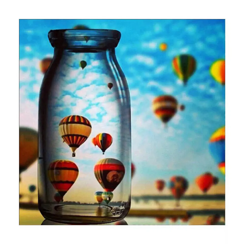 

New 5D DIY Diamond Painting Cross-stitch Kit Mosaic Embroidery "Landscape Balloon"3D Painting Full Round Diamond Home Decor Gift