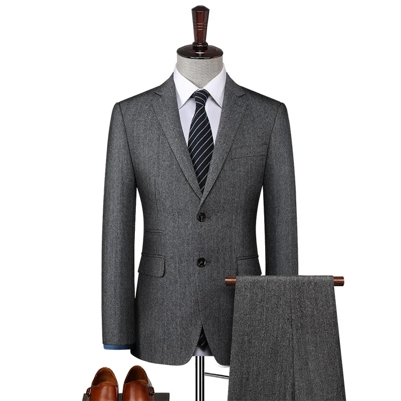 

BATMO 2021 new arrival high qulaity wool suits men,casual two Splits grey suits ,868