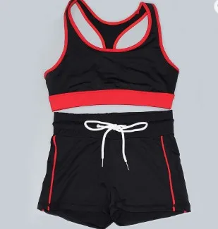 

New Occident Hot Selling Sleeveless Sports Bra Solid Color Patchwork Shorts Casual Yoga Sportswear Two-piece set
