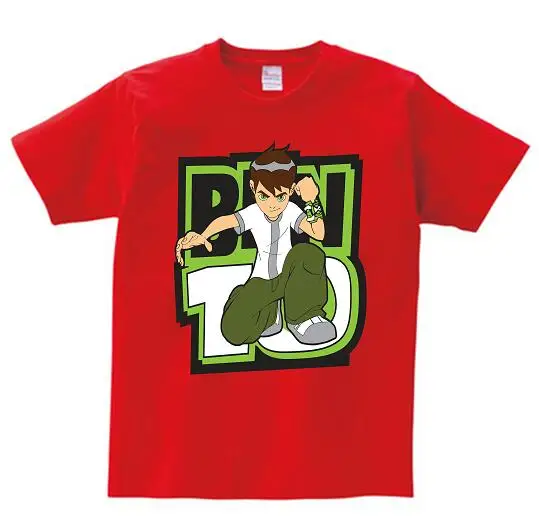 red childreT-shirt Ben 10, протектор для часов земли, футболки для детей, топы, футболки, коллекция года, летние футболки для мальчиков с героями мультфильмов футболка футболки для мальчиков и девочек - Цвет: red childreT-shirt
