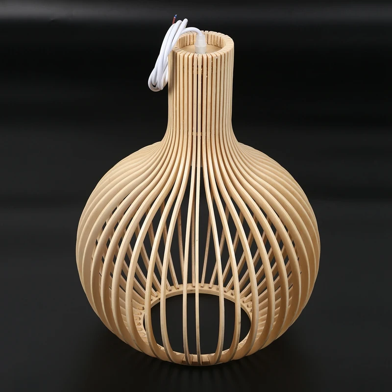 

Nordic Modern Wooden Bird Cage Handmade Chandelier Restaurant Bar Chandelier Japanese Style Art Wood Lampshade(Without Light Bul