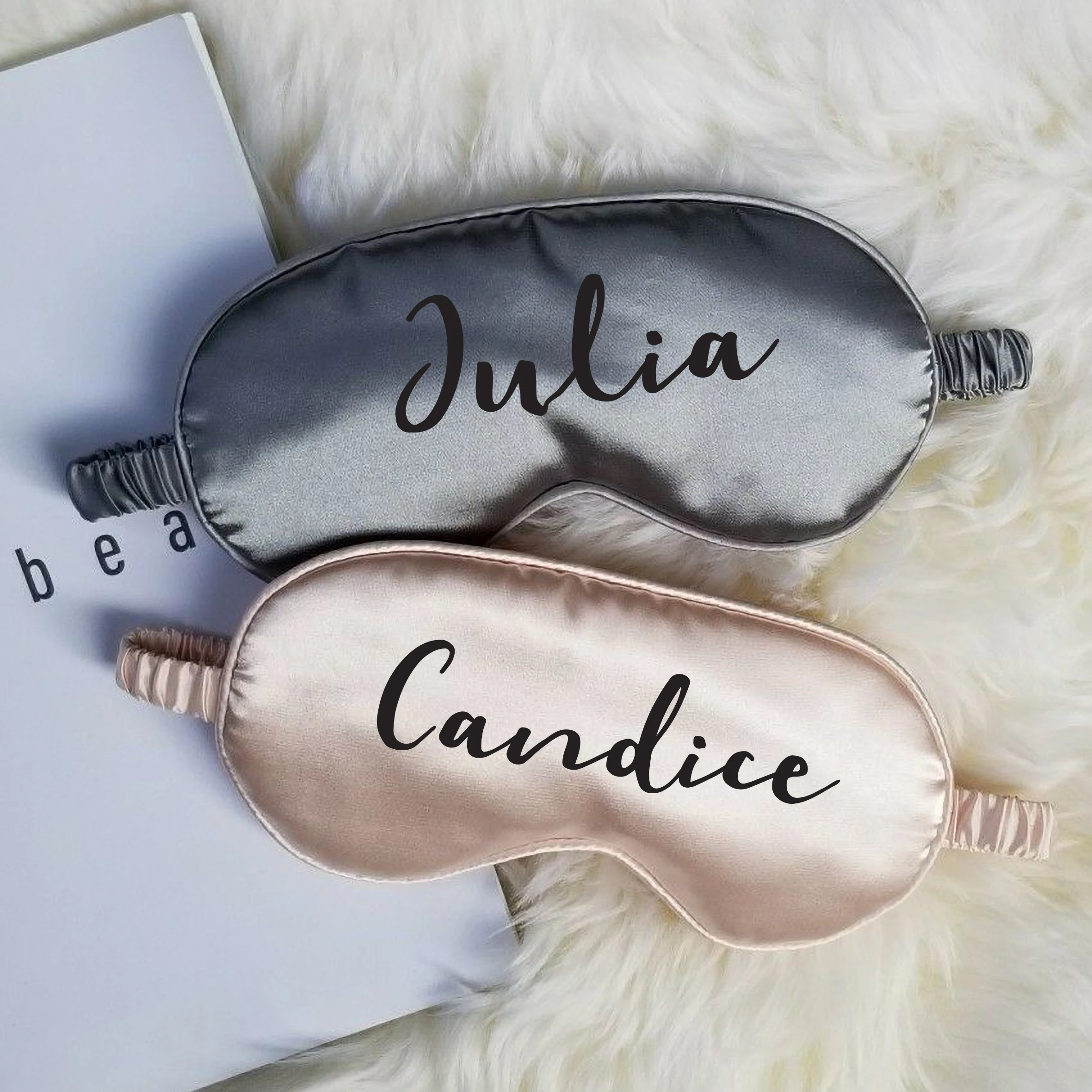 Персонализированный атласный маска для сна индивидуальное имя или монограмма