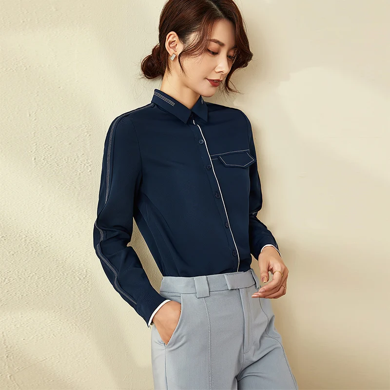 

Женская рубашка 2021 весна-осень новый дизайн чувственная нишевая профессиональная элегантная шифоновая Свободная блузка с длинным рукавом