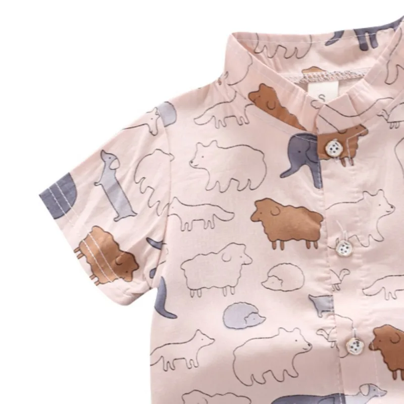 

Summer Toddler Baby Boy Set Print Short Sleeve Shirt Blouse and Pants Casual Outfits For Kids