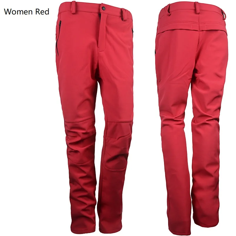 Women Red Женские зимние Походные штаны, штаны для отдыха, весенние водонепроницаемые ветрозащитные флисовые ветрозащитные походные лыжные альпинистские штаны - Цвет: Women Red