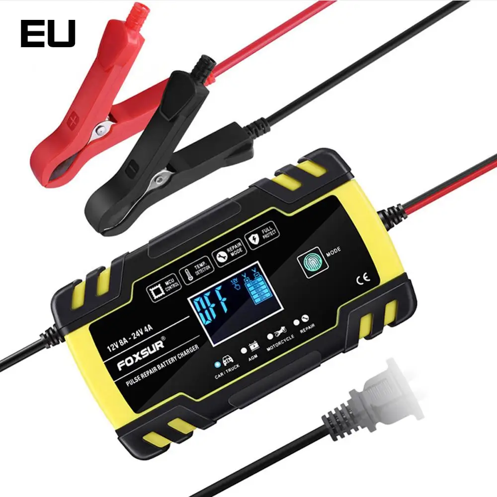 

Car Battery Charger 12V-24V 8A Full Automatic Touch Screen Pulse Repair LCD Display Battery Chargers Power Puls Repair Chargers