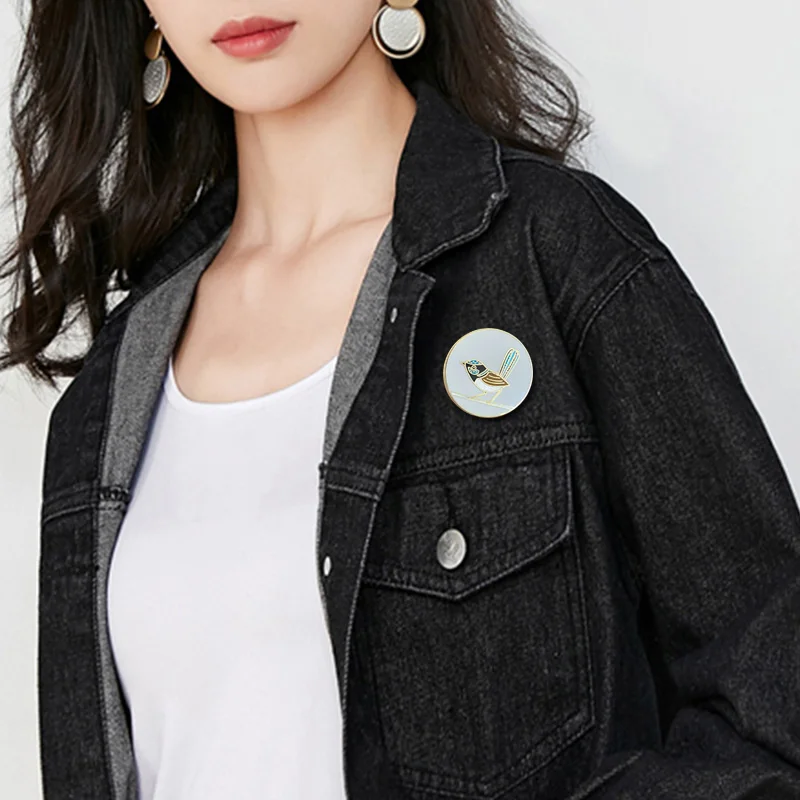 Превосходная эмалированная брошь Fairywren редкая из Австралии в виде птицы дикой