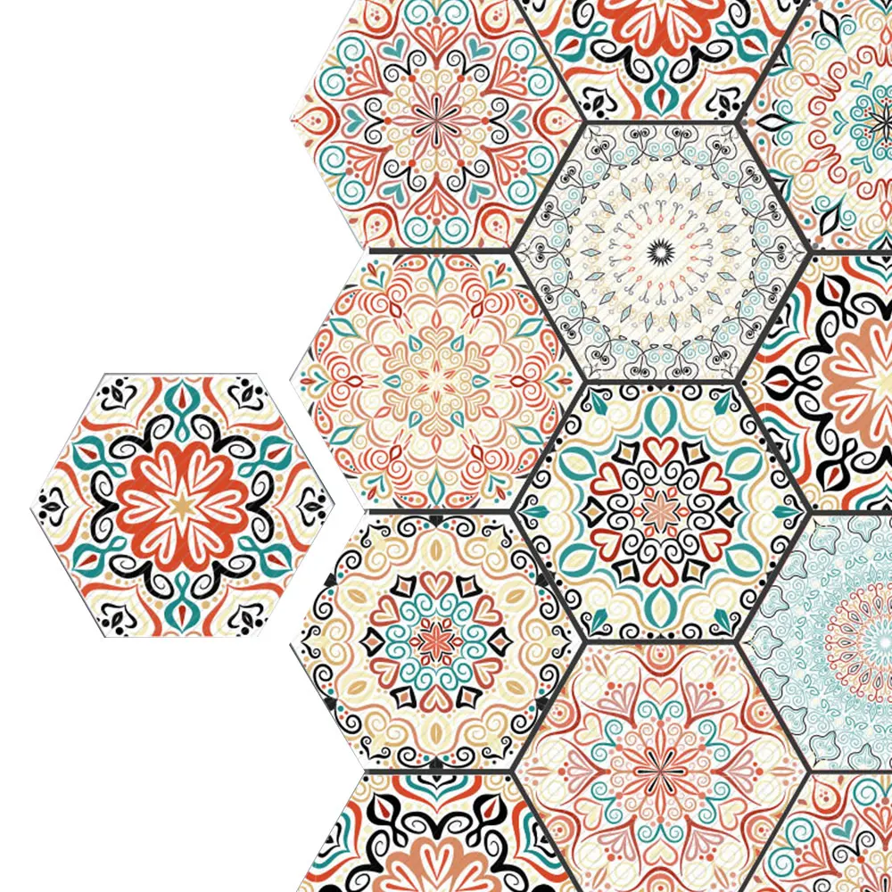 

Wall Stickers Floor Tiles Stickers Wallpaper Hexagon PVC Mural Art Creative 3D Stereoscopic Anti-Slip Waterproof Photo Studio