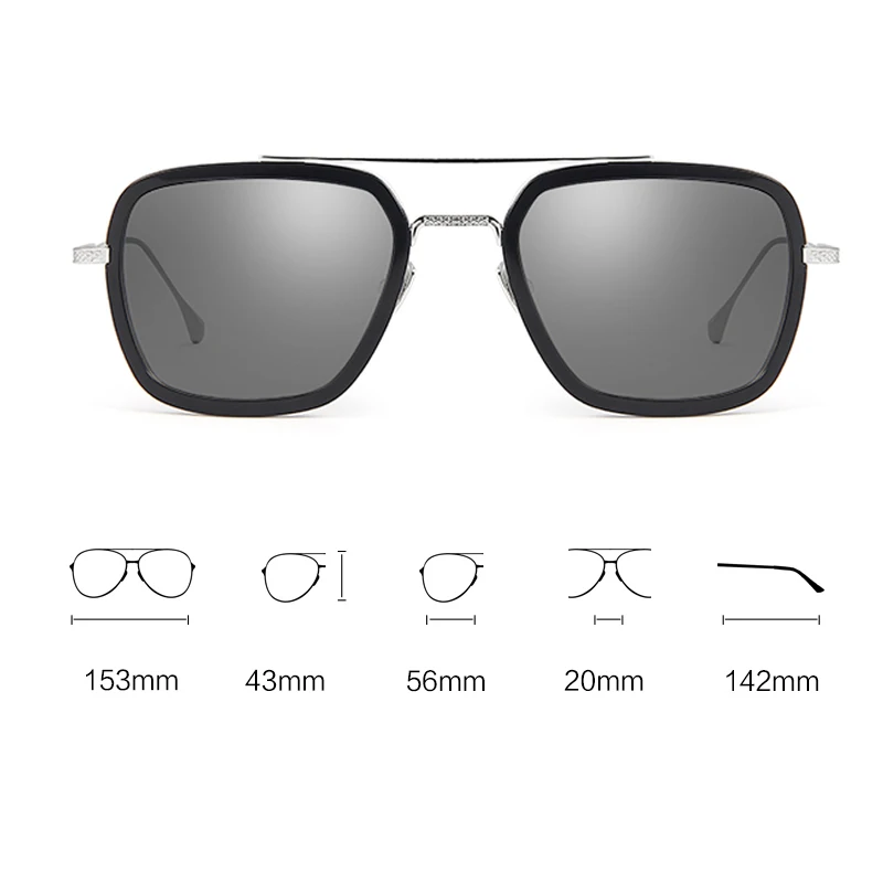 Мужские солнцезащитные очки YSO прямоугольные с оправой из нержавеющей стали и TR