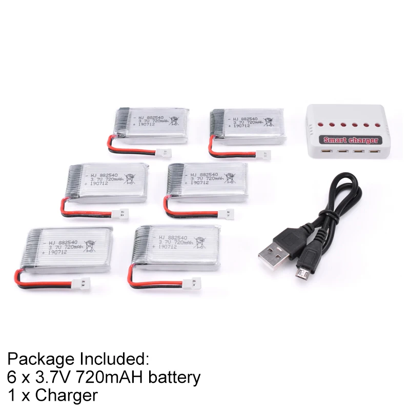 4/5/6 шт. 3,7 V 720mAh литий-полимерный Батарея с Зарядное устройство 802540 для Syma X5C X5SC Skytech M68 MJX X705C яде A8 A9 Feiyue 328 радиоуправляемая модель
