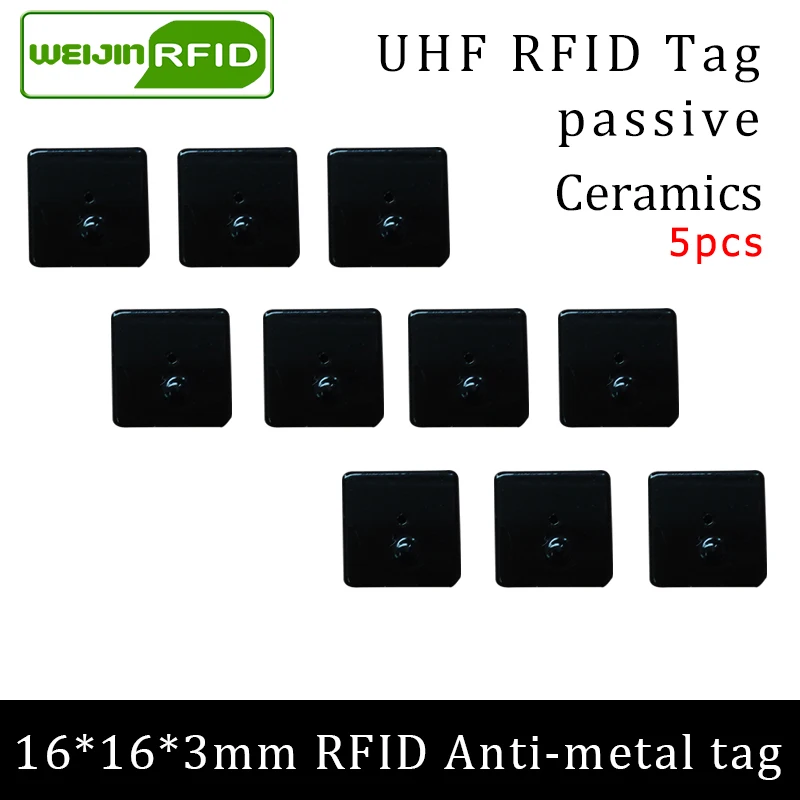UHF RFID металлический бирка 915 МГц 868 МГц Impinj NXP EPC 5 штук бесплатная доставка 16*16*3 мм маленький квадратный керамический умный пассивный тег.