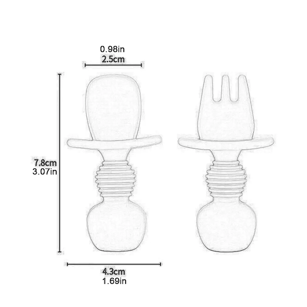 Baby Learn To Eat Training Spoon Safe Material Food Feeding Spoon Food Grade Easy-to-clean Silicone Utensils