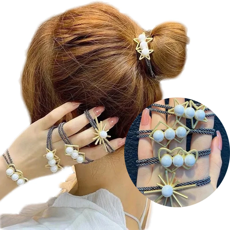 

Cute Girls Hair Ties Rubber Bands Geometric Sun Heart Stars Elastic Hair Bands for Women Girls Fashion Girls Hair Accessories