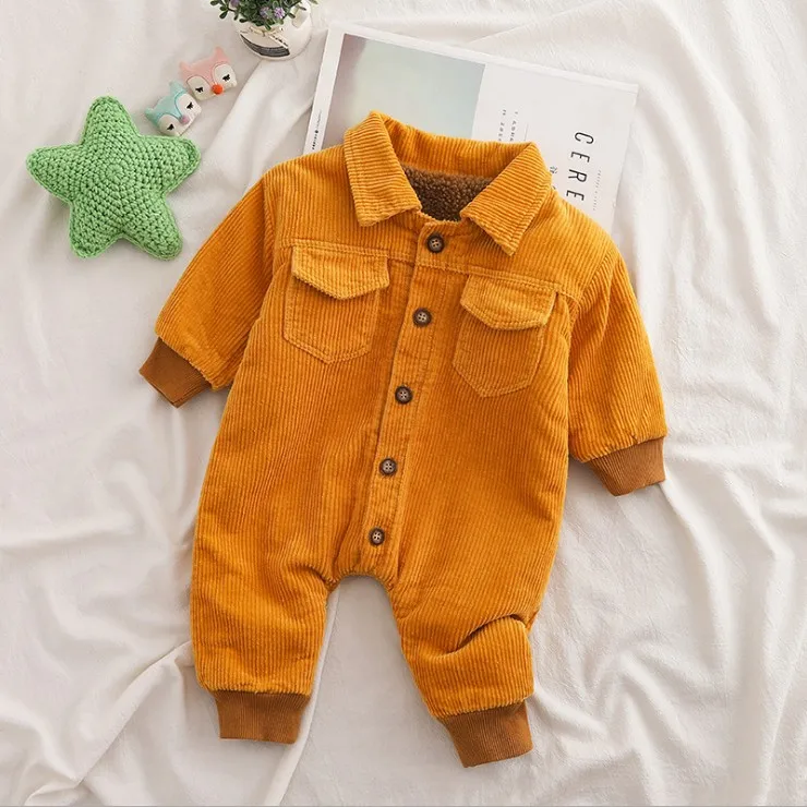 

70-100cm height new 2020 winter thicken warm corduroy fleece inside boys girls romper baby boy jumpsuit kids overalls baby pant
