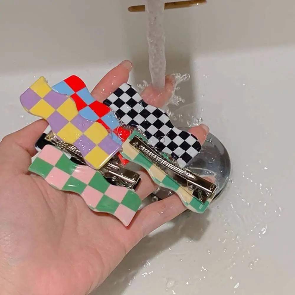 

1PC Acetate Hair Clips Checkerboard Barrette Hairpin for Women Girls Hair Accessories Hair Style Make Tool