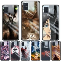 tempered glass phone case cover for samsung galaxy a51 a52 a72 5g a50 a71 a31 a70 a10 a21s a01 funda coque anime attack on titan