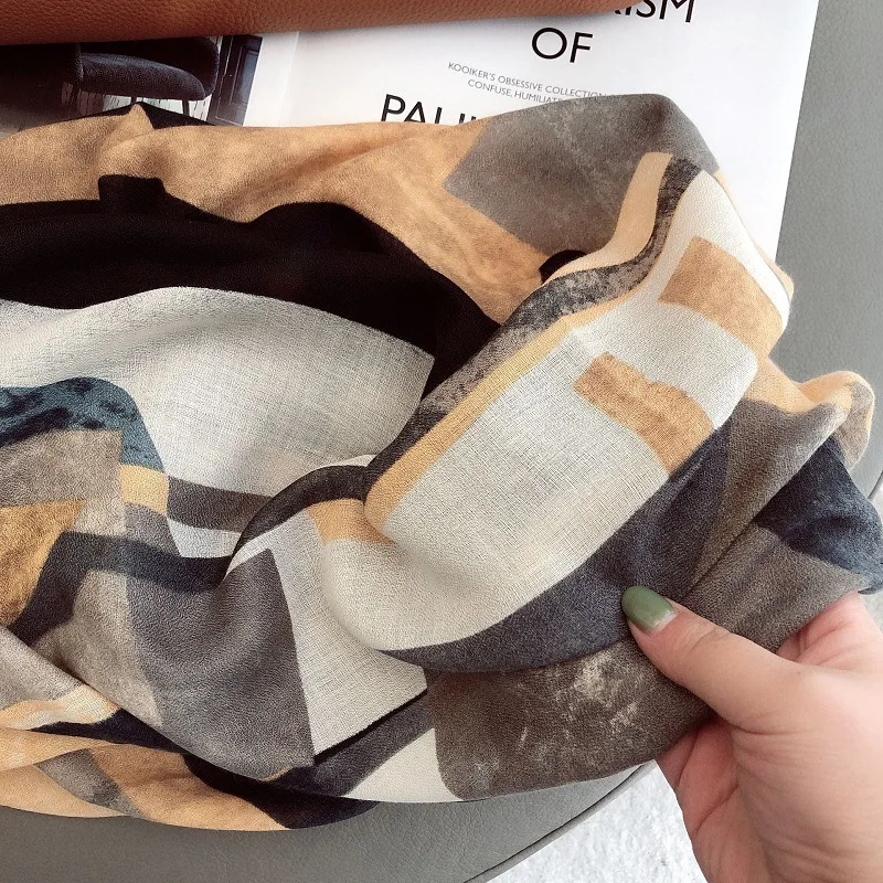 

2020 Korean autumn and winter cotton hemp women's scarf thin winter fashion wear shawl warm silk scarf pleated shawl head scarf