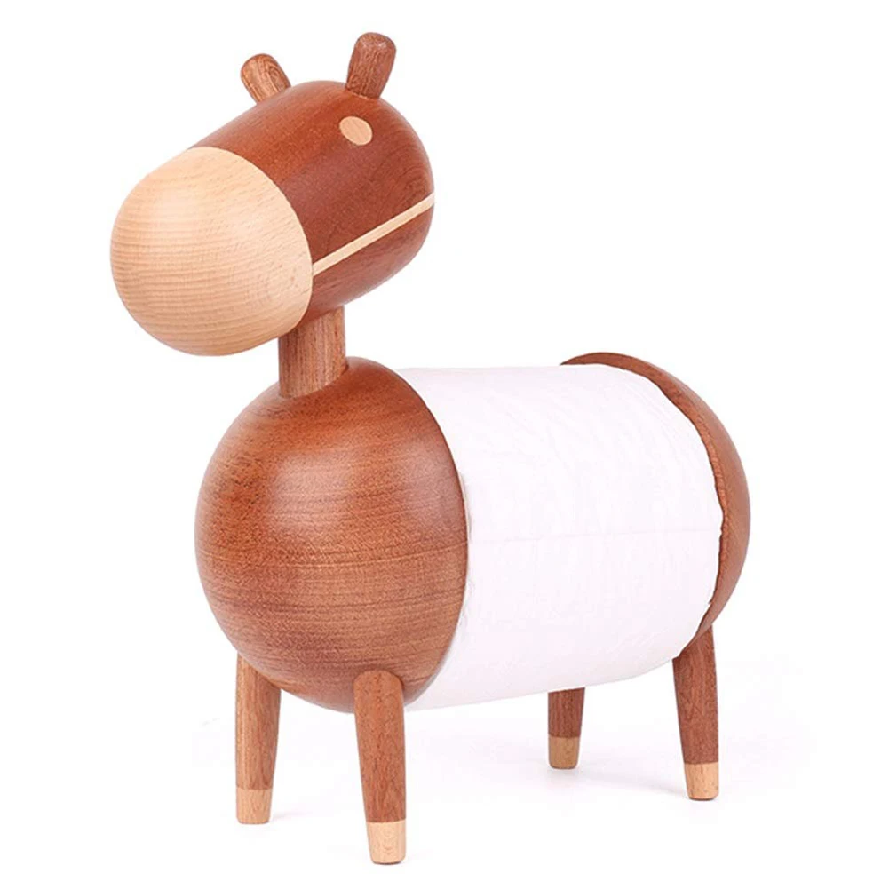 

Ornaments Organizer Paper Towel Holder Living Room Bathroom Crafts Kitchen Little Donkey Toilet Rack Roll Holder Home Wooden
