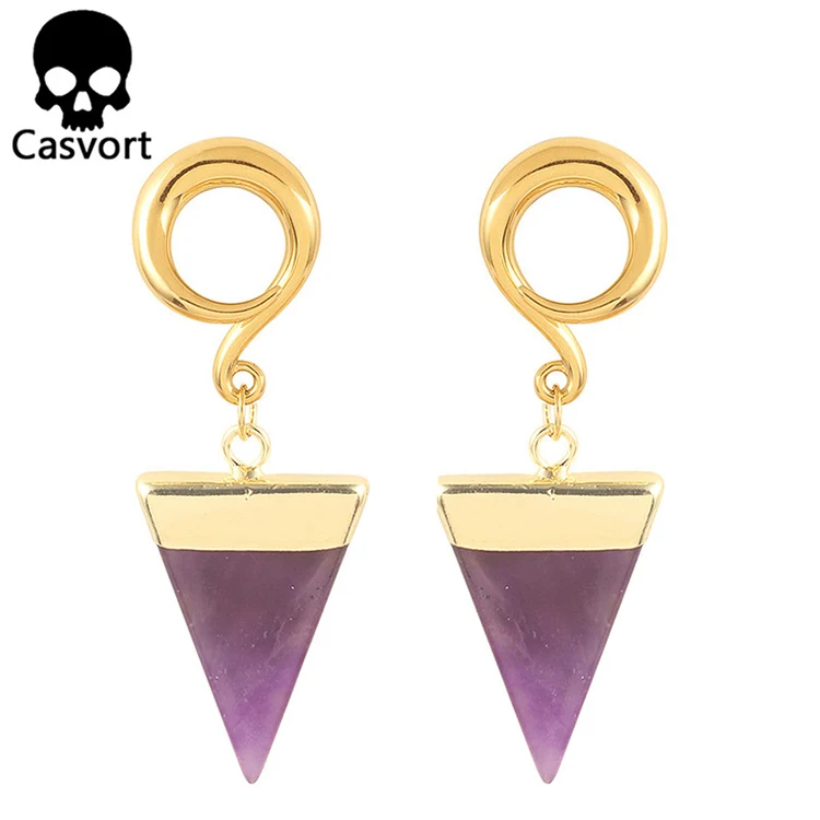 Casvort 2 шт. Новое поступление Висячие затычки для ушей ушной туннель из нержавеющей стали золотые ушные весы с крючком пирсинг измерительные приборы пара