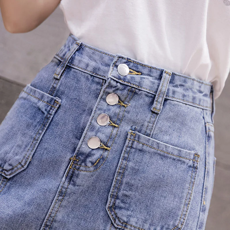 Летняя Корейская кружевная джинсовая юбка с вышивкой женская модная шикарная