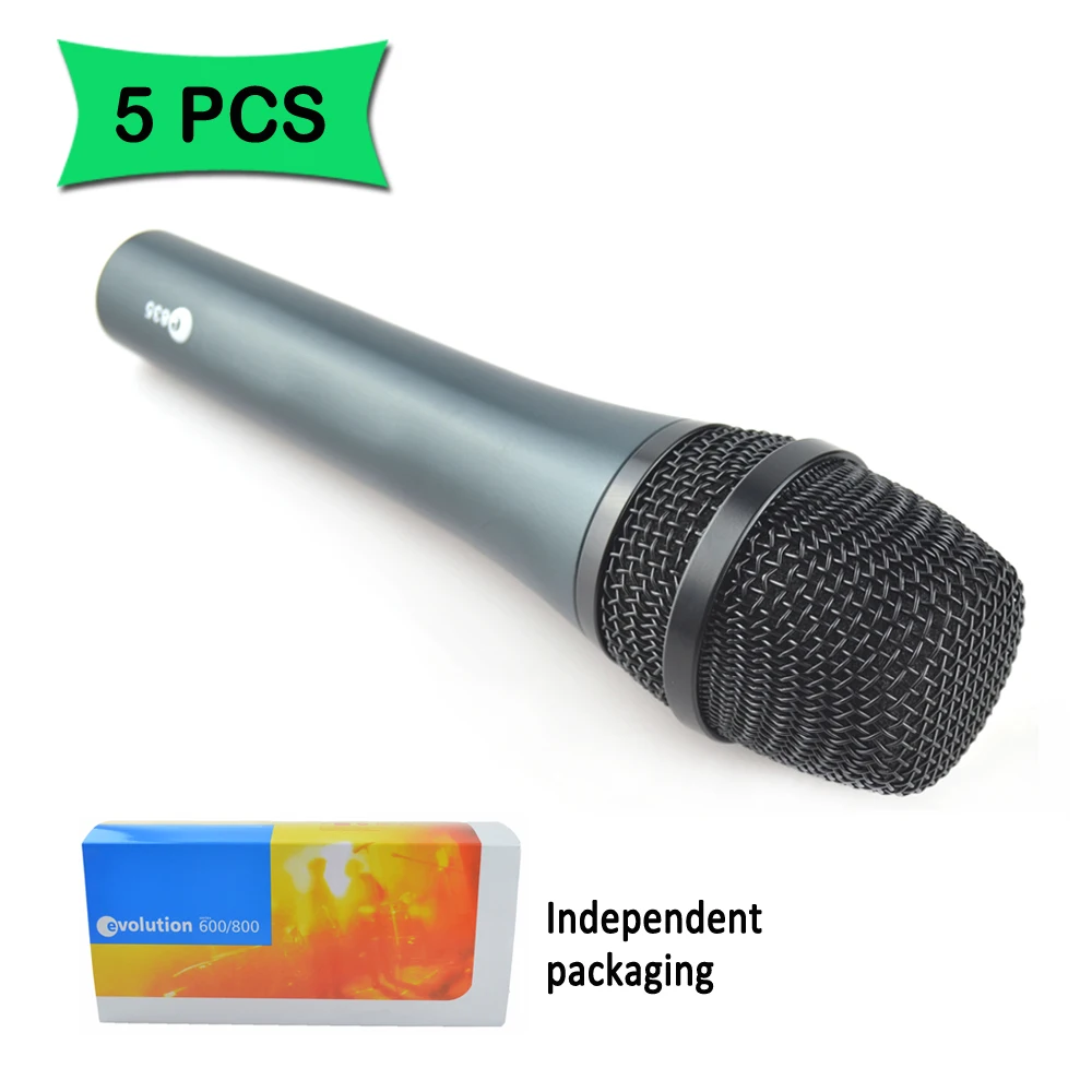 

Free shipping, 5pcs whole sale e835 wired dynamic cardioid vocal microphone , e835 sennheisertype professional vocal microphone