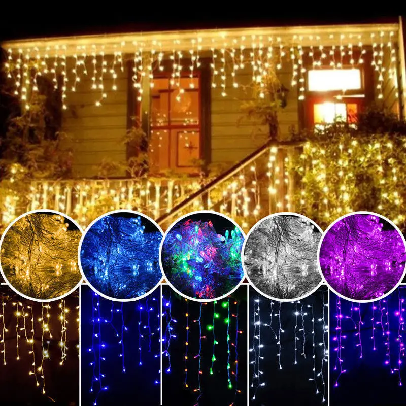 

outdoor decoration 5m Droop 0.4-0.6m curtain icicle led string lights 220V/110V garden xmas luminaria garland decorative lights