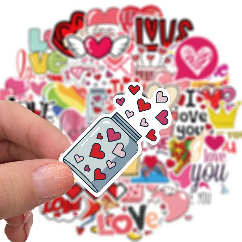 50 Uds amor pegatina de Graffiti port&aacute;til Diy Scrapbook rosa, D&iacute;a de San Valent&iacute;n decoraci&oacute;n suministros equipaje calcoman&iacute;as de Skateboard paquete-1