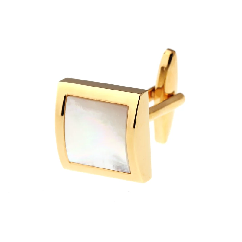 

Square Gold metal white shell Cufflinks