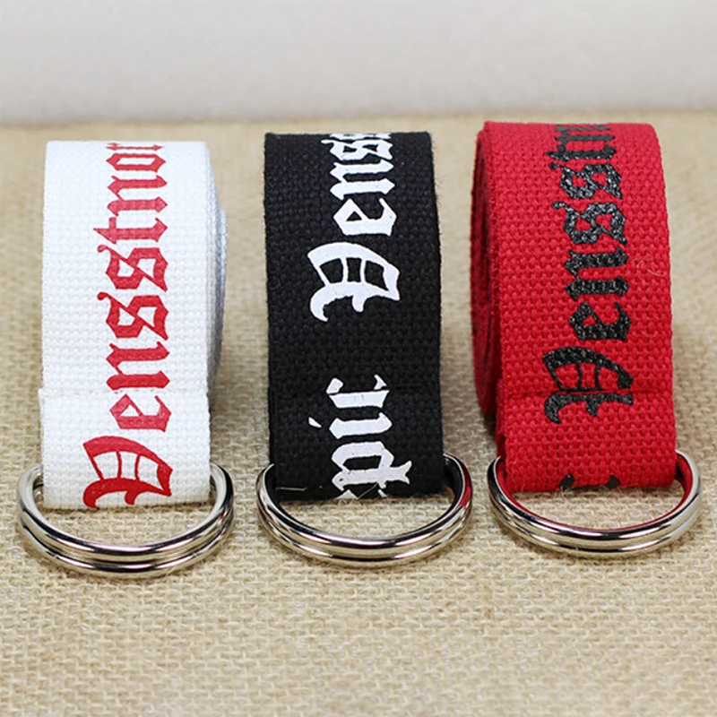 Унисекс холщовые ремни с буквенным принтом d образное кольцо двойной пряжкой