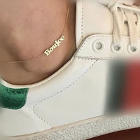 3umeter custom name anklets for women stainless steel nameplate foot chain diy letter number anklet