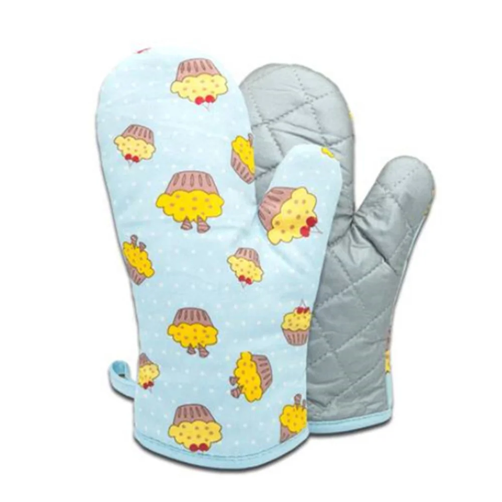 

1 Pair Heat Insulation Anti-scald Heat Resistant Cooking Baking Glove Kitchen Microwave Oven (Cake Pattern, Random